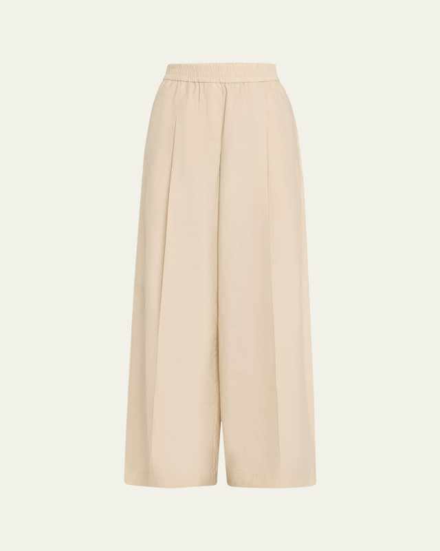 Techno Popeline Wide-Leg Slit Track Pants